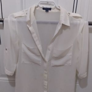 Cream silk smart set dress shirt